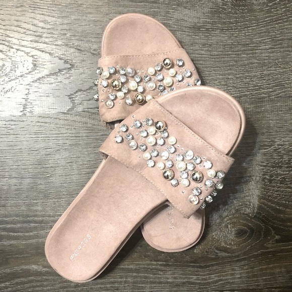 Express Shoes - NWT Jeweled Blush Express Sandals
